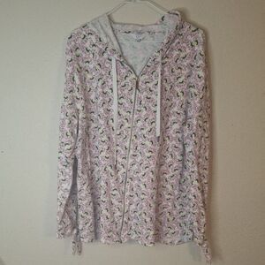 Crown & Ivy Floral Print Hooded Jacket size 2X